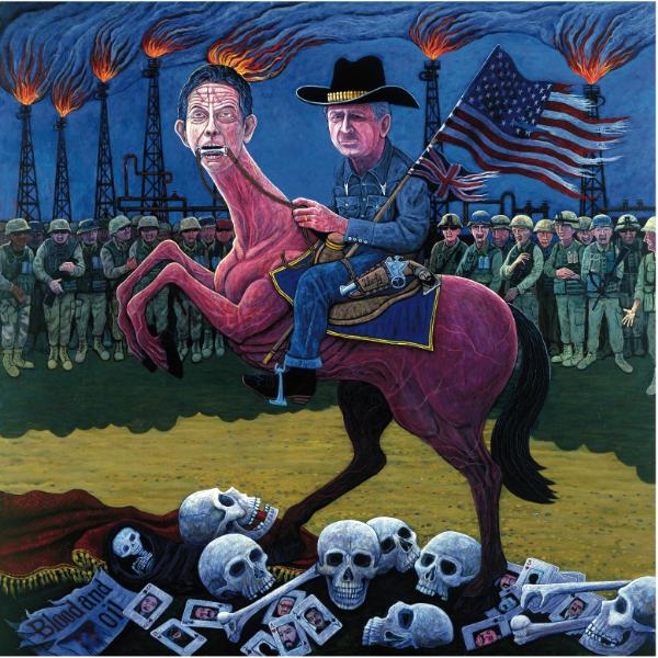 BUSH & BLAIR RODEO.    ACRYLIC ON PLYWOOD  48" X 48"